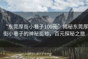 “東莞厚街小巷子100元”揭秘東莞厚街小巷子的神秘面紗，百元探秘之旅
