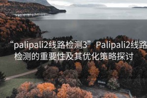 “palipali2線路檢測(cè)3”Palipali2線路檢測(cè)的重要性及其優(yōu)化策略探討