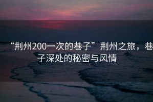 “荊州200一次的巷子”荊州之旅，巷子深處的秘密與風情