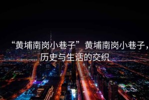 “黃埔南崗小巷子”黃埔南崗小巷子，歷史與生活的交織