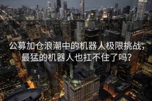 公募加倉浪潮中的機(jī)器人極限挑戰(zhàn)，最猛的機(jī)器人也扛不住了嗎？