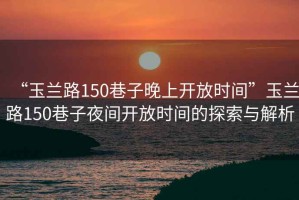 “玉蘭路150巷子晚上開放時間”玉蘭路150巷子夜間開放時間的探索與解析