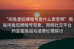 “閑魚里招嫖暗號(hào)是什么意思啊”揭秘閑魚招嫖暗號(hào)現(xiàn)象，網(wǎng)絡(luò)社交平臺(tái)的監(jiān)管挑戰(zhàn)與道德倫理探討