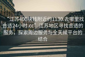 “江蘇400塊錢附近約1130.去哪里找合適24小時.cc”江蘇地區(qū)尋找合適的服務，探索周邊服務與全天候平臺的結(jié)合