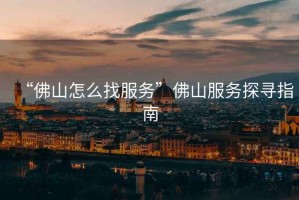 “佛山怎么找服務(wù)”佛山服務(wù)探尋指南