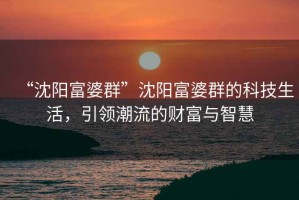 “沈陽富婆群”沈陽富婆群的科技生活，引領(lǐng)潮流的財富與智慧