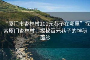 “廈門市杏林村100元巷子在哪里”探索廈門杏林村，揭秘百元巷子的神秘面紗