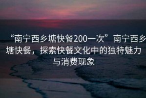 “南寧西鄉(xiāng)塘快餐200一次”南寧西鄉(xiāng)塘快餐，探索快餐文化中的獨特魅力與消費現(xiàn)象
