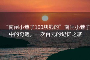 “南閘小巷子100塊錢的”南閘小巷子中的奇遇，一次百元的記憶之旅