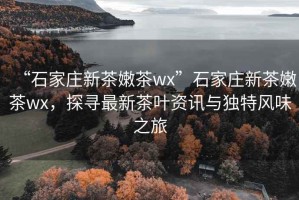“石家莊新茶嫩茶wx”石家莊新茶嫩茶wx，探尋最新茶葉資訊與獨(dú)特風(fēng)味之旅