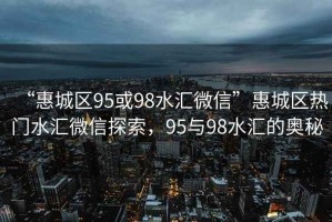 “惠城區(qū)95或98水匯微信”惠城區(qū)熱門水匯微信探索，95與98水匯的奧秘