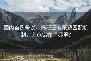 國(guó)內(nèi)首例爭(zhēng)議，揭秘王者榮耀匹配機(jī)制，究竟錯(cuò)在了哪里？