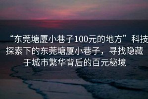 “東莞塘廈小巷子100元的地方”科技探索下的東莞塘廈小巷子，尋找隱藏于城市繁華背后的百元秘境