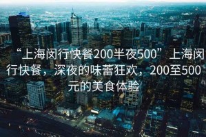 “上海閔行快餐200半夜500”上海閔行快餐，深夜的味蕾狂歡，200至500元的美食體驗(yàn)