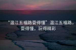 “溫江五福路耍得懂”溫江五福路，耍得懂，玩得精彩