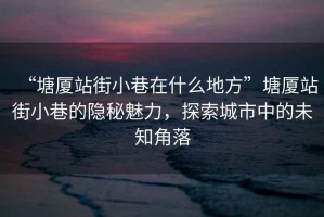 “塘廈站街小巷在什么地方”塘廈站街小巷的隱秘魅力，探索城市中的未知角落