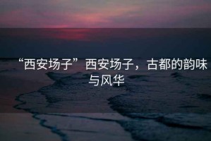 “西安場(chǎng)子”西安場(chǎng)子，古都的韻味與風(fēng)華
