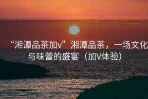 “湘潭品茶加v”湘潭品茶，一場文化與味蕾的盛宴（加V體驗）