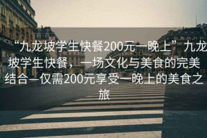 “九龍坡學(xué)生快餐200元一晚上”九龍坡學(xué)生快餐，一場(chǎng)文化與美食的完美結(jié)合—僅需200元享受一晚上的美食之旅