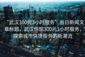 “武漢300元3小時服務(wù)”當(dāng)日新聞文章標題，武漢驚現(xiàn)300元3小時服務(wù)，探索城市快捷服務(wù)的新潮流