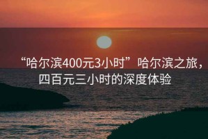 “哈爾濱400元3小時”哈爾濱之旅，四百元三小時的深度體驗