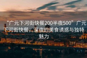 “廣元下河街快餐200半夜500”廣元下河街快餐，深夜的美食誘惑與獨特魅力