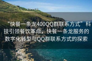 “快餐一條龍400QQ群聯(lián)系方式”科技引領(lǐng)餐飲革命，快餐一條龍服務(wù)的數(shù)字化轉(zhuǎn)型與QQ群聯(lián)系方式的探索