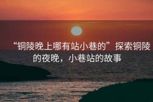 “銅陵晚上哪有站小巷的”探索銅陵的夜晚，小巷站的故事