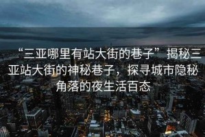 “三亞哪里有站大街的巷子”揭秘三亞站大街的神秘巷子，探尋城市隱秘角落的夜生活百態(tài)
