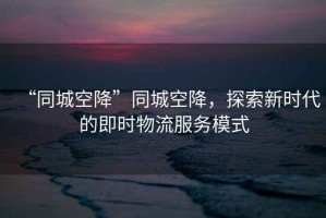 “同城空降”同城空降，探索新時(shí)代的即時(shí)物流服務(wù)模式