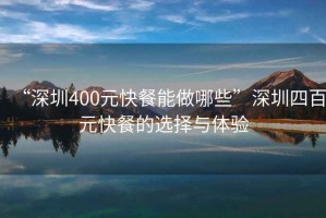 “深圳400元快餐能做哪些”深圳四百元快餐的選擇與體驗