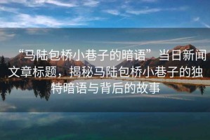 “馬陸包橋小巷子的暗語(yǔ)”當(dāng)日新聞文章標(biāo)題，揭秘馬陸包橋小巷子的獨(dú)特暗語(yǔ)與背后的故事