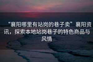 “襄陽哪里有站崗的巷子賣”襄陽資訊，探索本地站崗巷子的特色商品與風(fēng)情