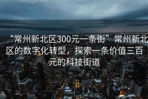 “常州新北區(qū)300元一條街”常州新北區(qū)的數(shù)字化轉(zhuǎn)型，探索一條價(jià)值三百元的科技街道