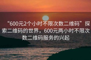 “600元2個小時不限次數(shù)二維碼”探索二維碼的世界，600元兩小時不限次數(shù)二維碼服務(wù)的興起