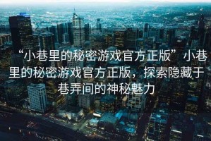 “小巷里的秘密游戲官方正版”小巷里的秘密游戲官方正版，探索隱藏于巷弄間的神秘魅力