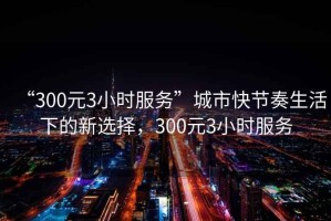 “300元3小時(shí)服務(wù)”城市快節(jié)奏生活下的新選擇，300元3小時(shí)服務(wù)