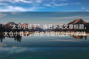 “太倉小巷子”當日新聞文章標題，太倉小巷子，歷史與現(xiàn)代交織的韻味