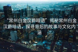 “常州白金漢爵暗語”揭秘常州白金漢爵暗語，探尋背后的故事與文化內(nèi)涵