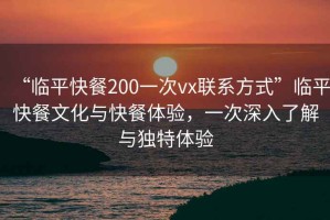 “臨平快餐200一次vx聯(lián)系方式”臨平快餐文化與快餐體驗，一次深入了解與獨特體驗