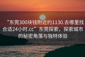 “東莞300塊錢附近約1130.去哪里找合適24小時(shí).cc”東莞探索，探索城市的秘密角落與獨(dú)特體驗(yàn)