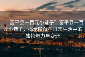 “富平縣一百元小巷子”富平縣一百元小巷子，揭示隱藏在日常生活中的獨(dú)特魅力與變遷
