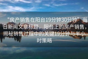 “房產銷售在陽臺19分鐘30分鐘”當日新聞文章標題，陽臺上的房產銷售，揭秘銷售過程中的關鍵19分鐘與半小時策略