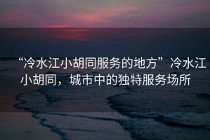 “冷水江小胡同服務(wù)的地方”冷水江小胡同，城市中的獨特服務(wù)場所