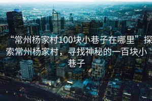 “常州楊家村100塊小巷子在哪里”探索常州楊家村，尋找神秘的一百塊小巷子
