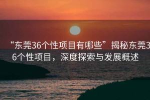 “東莞36個(gè)性項(xiàng)目有哪些”揭秘東莞36個(gè)性項(xiàng)目，深度探索與發(fā)展概述