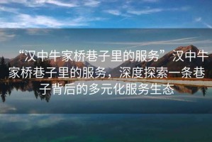 “漢中牛家橋巷子里的服務(wù)”漢中牛家橋巷子里的服務(wù)，深度探索一條巷子背后的多元化服務(wù)生態(tài)