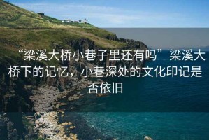 “梁溪大橋小巷子里還有嗎”梁溪大橋下的記憶，小巷深處的文化印記是否依舊