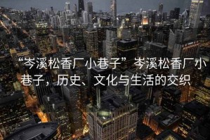 “岑溪松香廠小巷子”岑溪松香廠小巷子，歷史、文化與生活的交織