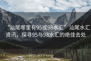 “汕尾哪里有95或98水匯”汕尾水匯資訊，探尋95與98水匯的絕佳去處
